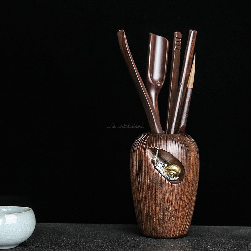Ebony Wood Gongfu Tea Utensil Set Six Gentlemen