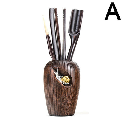 Ebony Wood Gongfu Tea Utensil Set Six Gentlemen