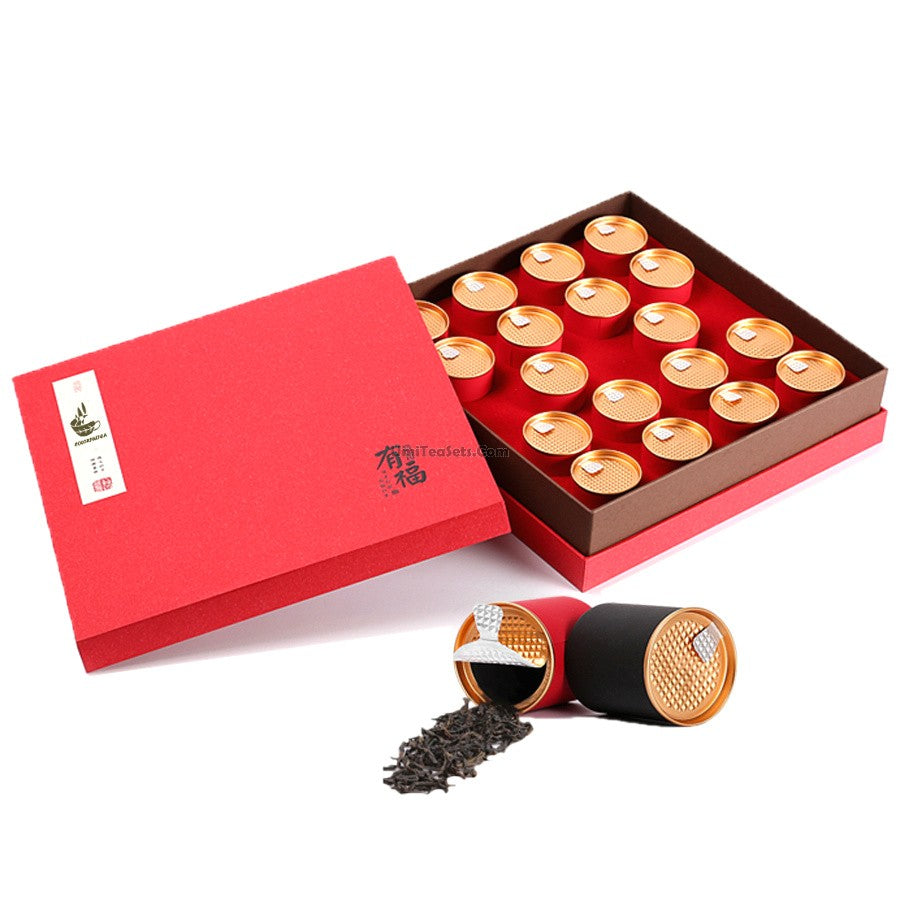 Aged Puerh Tea Gift Box with Canister | 18 Pieces Set