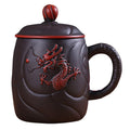 Purple Clay Tea Cup with Infuser Dragon Yixing Zisha 400ml
