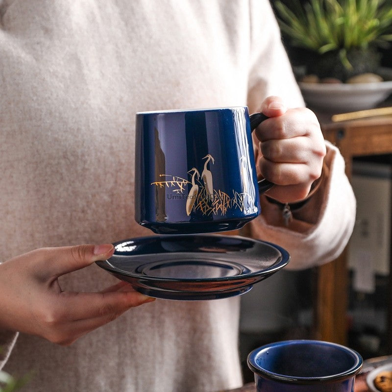 Silver-Lined Dehua Tea Cup with Infuser | Blue Egret 400ml