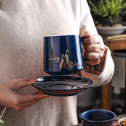 Silver-Lined Dehua Tea Cup with Infuser | Blue Egret 400ml