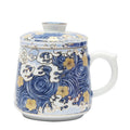 Tea Cup with Infuser Sea Wave Enamel Porcelain 400ml