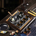 Gongfu Tea Set Iron Glaze & Ebony Tray | 11-Piece