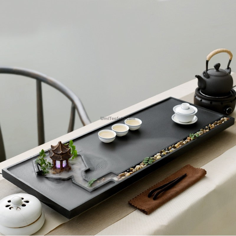 Tea Tray | Black Stone Zen Pavilion Brook Gongfu