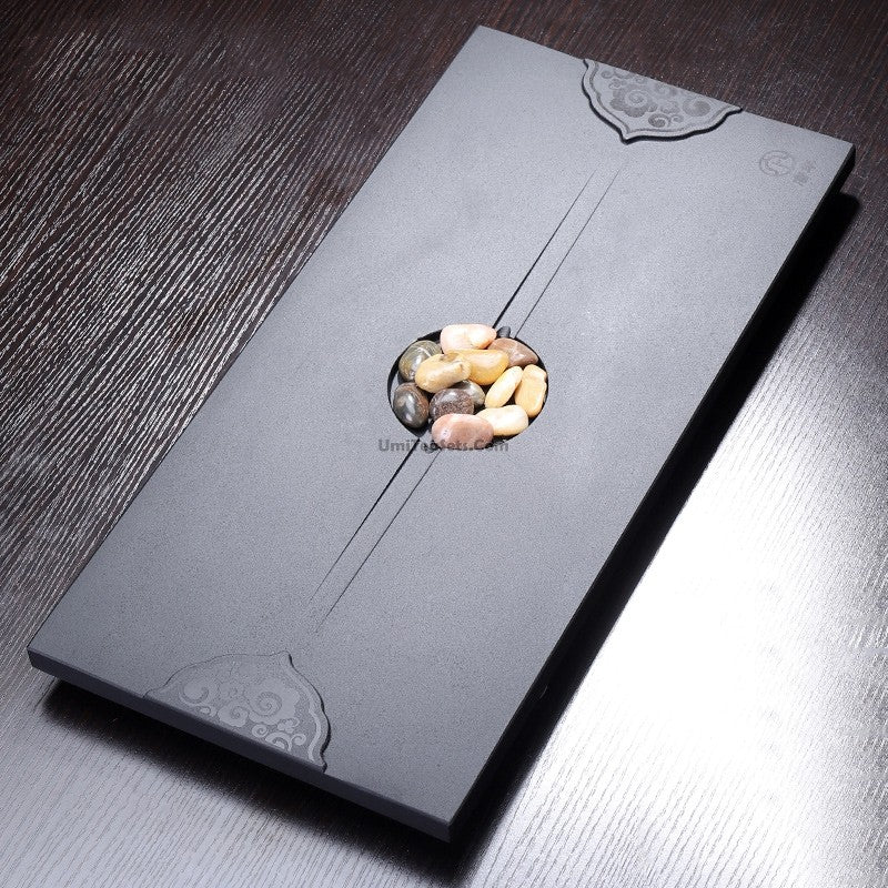 Tea Tray with Cobblestone | Black Stone Gongfu Chachuan