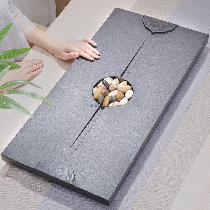 Tea Tray with Cobblestone | Black Stone Gongfu Chachuan