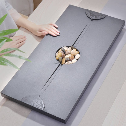 Tea Tray with Cobblestone | Black Stone Gongfu Chachuan