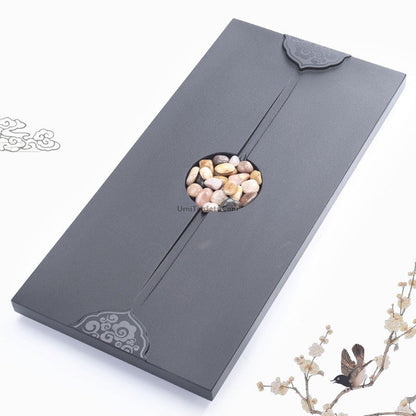 Tea Tray with Cobblestone | Black Stone Gongfu Chachuan