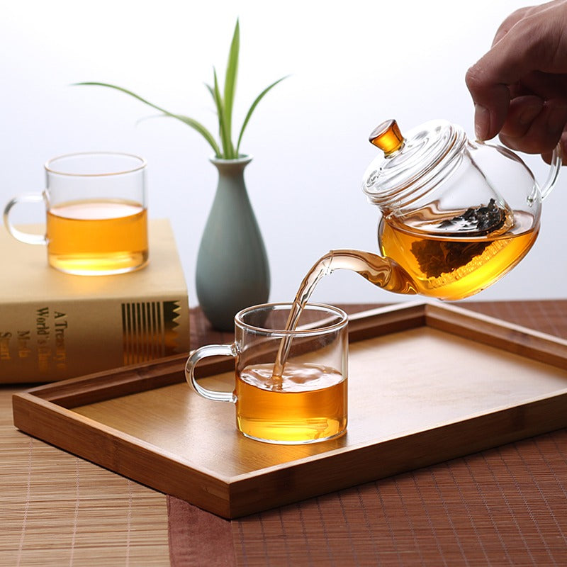 Glass Tea Cups Set of 6 Borosilicate Clear 200ml Lead-Free