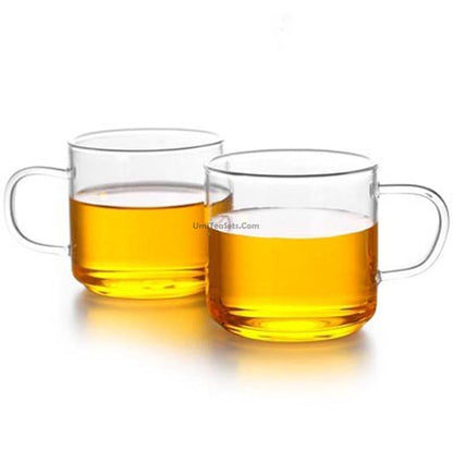 Glass Tea Cups Set of 6 Borosilicate Clear 200ml Lead-Free