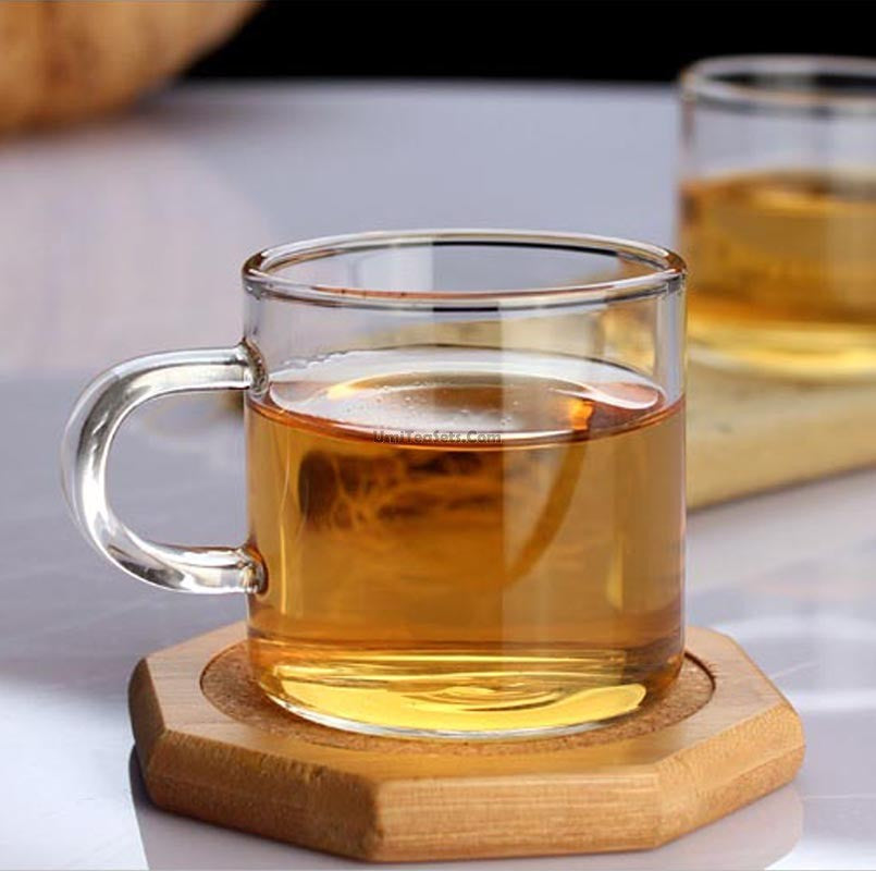 Glass Tea Cups Set of 6 Borosilicate Clear 200ml Lead-Free
