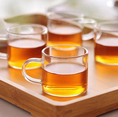 Glass Tea Cups Set of 6 Borosilicate Clear 200ml Lead-Free