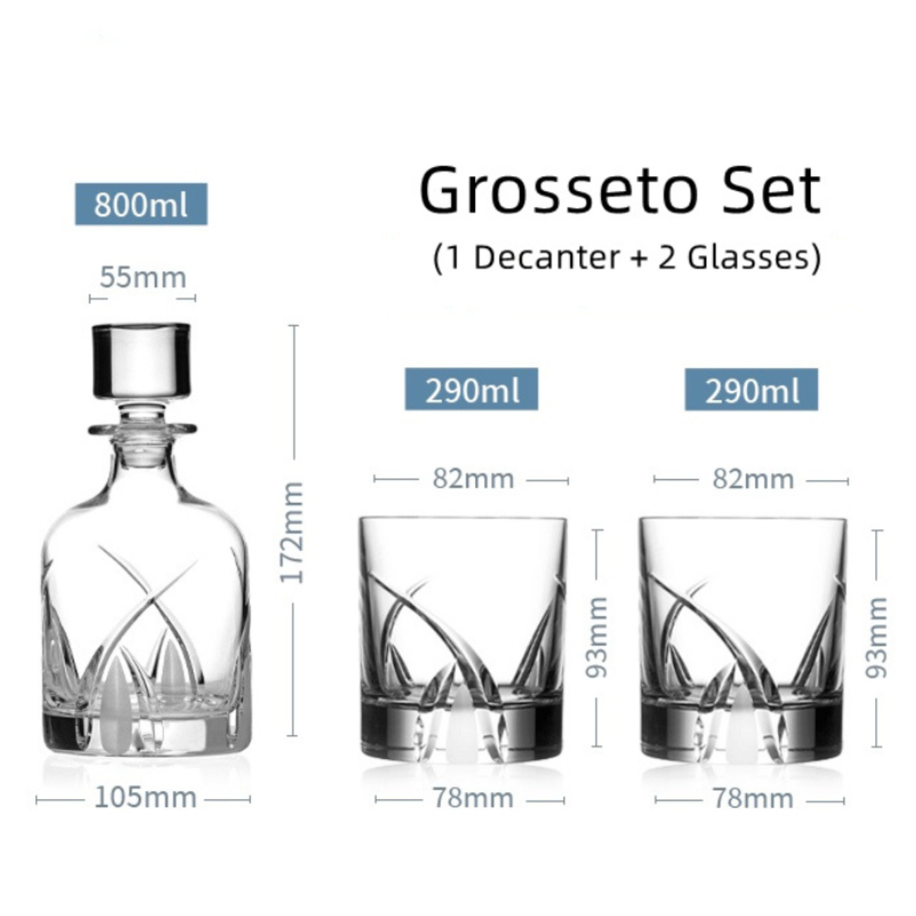 Whiskey Glasses Set Davinci Italian with Decanter – Made in Italy | Urban, Skultura, Touch & Grosseto
