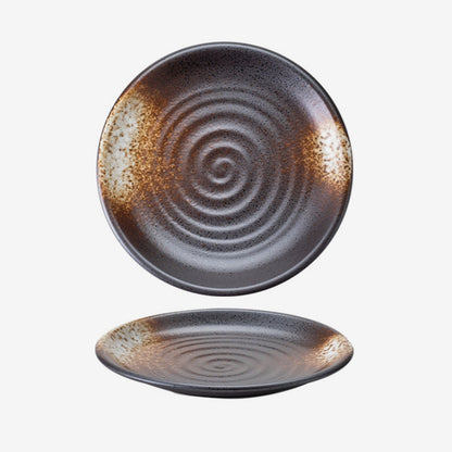 Ceramic Deep Plate – Mino Ware Wabi Sabi Spiral Glaze