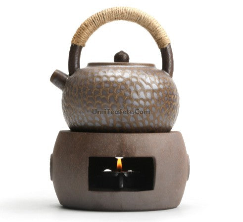 Pottery Teapot Warmer Set Alcohol Candle Tea Warmer Clay