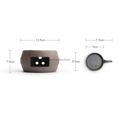 Pottery Teapot Warmer Set Alcohol Candle Tea Warmer Clay