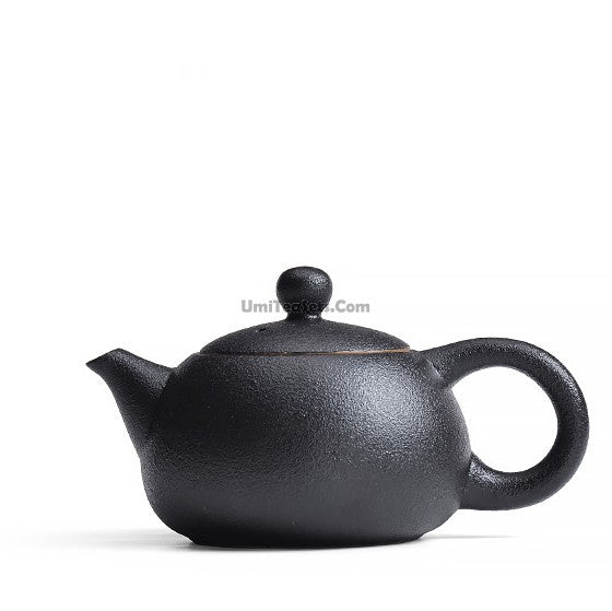 Black Pottery Teapot Set With Alcohol Warmer