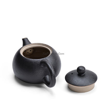 Black Pottery Teapot Set With Alcohol Warmer