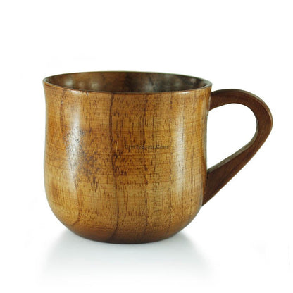 Handcrafted Jujube Wood Tea Cup With Handle Set of 2 | Japanese Style