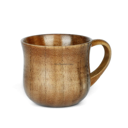 Handcrafted Jujube Wood Tea Cup With Handle Set of 2 | Japanese Style