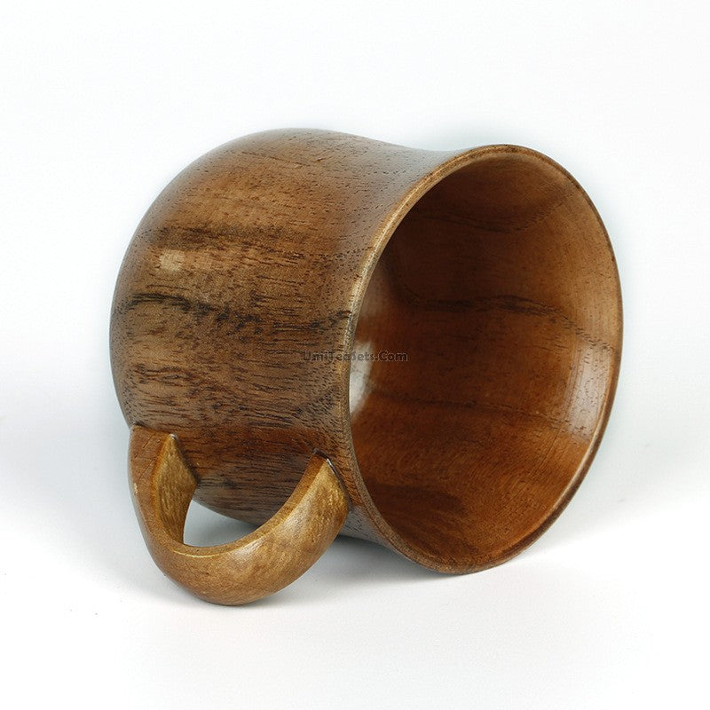 Handcrafted Jujube Wood Tea Cup With Handle Set of 2 | Japanese Style