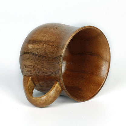 Handcrafted Jujube Wood Tea Cup With Handle Set of 2 | Japanese Style
