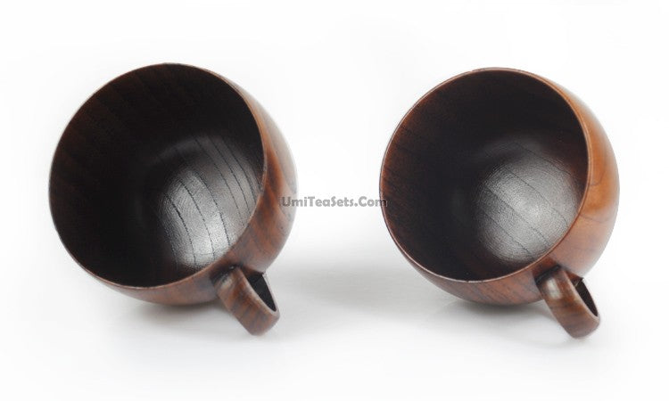 Wooden Tea Cup Set | Jujube Wood Cups Saucers & Spoons