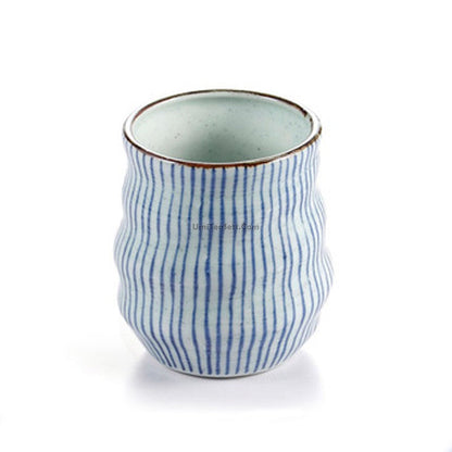 Hagi Ware Tea Cup Striped Japanese Porcelain 7.4cm