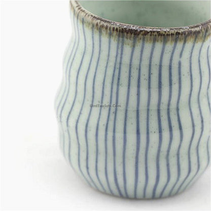 Hagi Ware Tea Cup Striped Japanese Porcelain 7.4cm