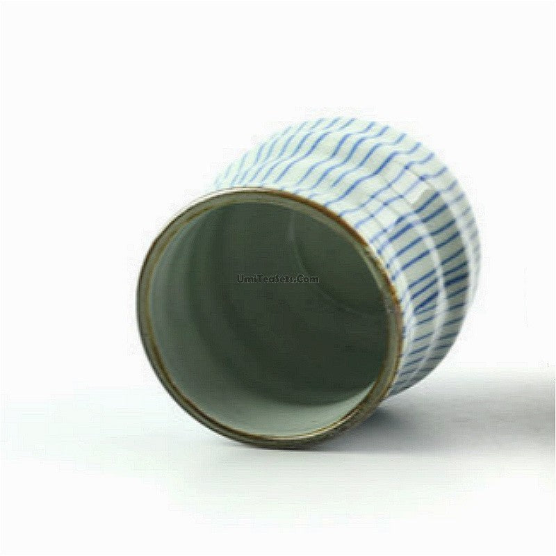 Hagi Ware Tea Cup Striped Japanese Porcelain 7.4cm