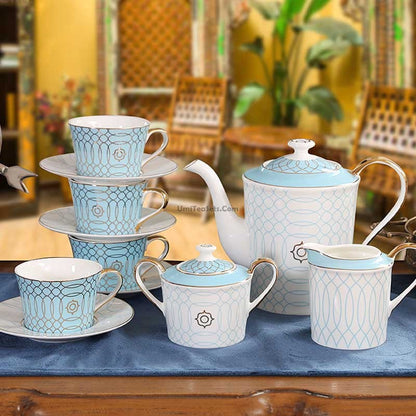 British Bone China Tea Set Thiago 24K Gold German Nano 12-Piece