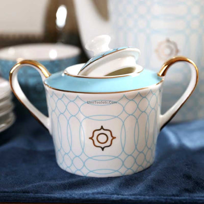 British Bone China Tea Set Thiago 24K Gold German Nano 12-Piece