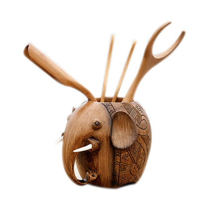 Gongfu Tea Tool Set — Elephant Wood Cha Dao 6-Piece