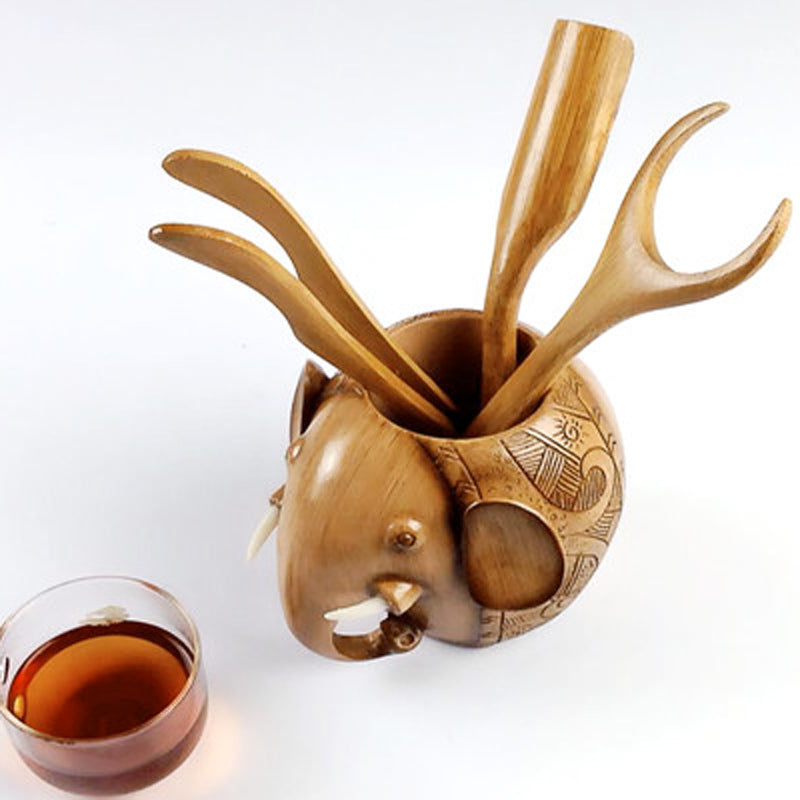 Gongfu Tea Tool Set — Elephant Wood Cha Dao 6-Piece