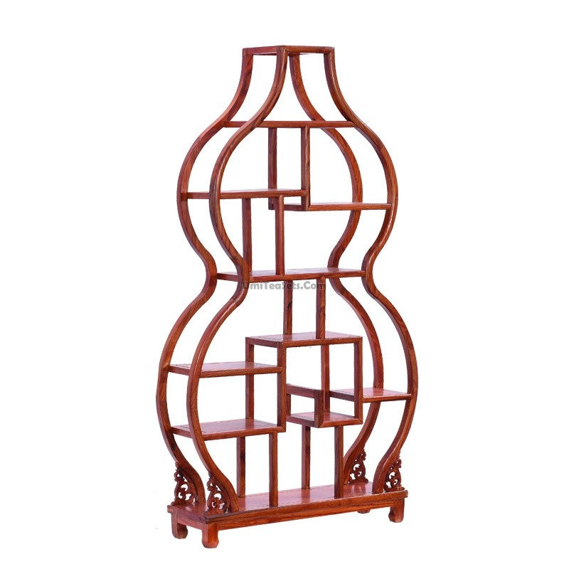 Curio Display Cabinet Shelf – Gourd Shape Elm Wood