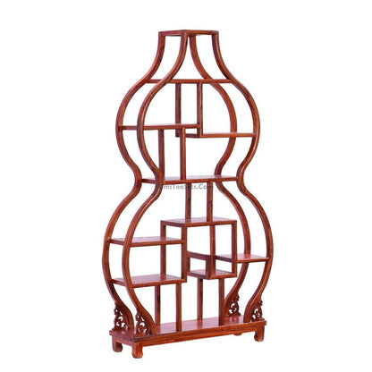 Curio Display Cabinet Shelf – Gourd Shape Elm Wood