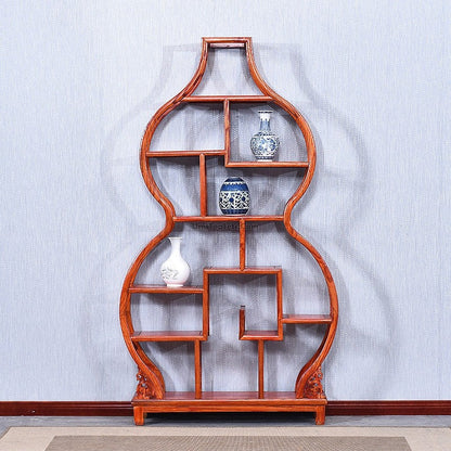 Curio Display Cabinet Shelf – Gourd Shape Elm Wood