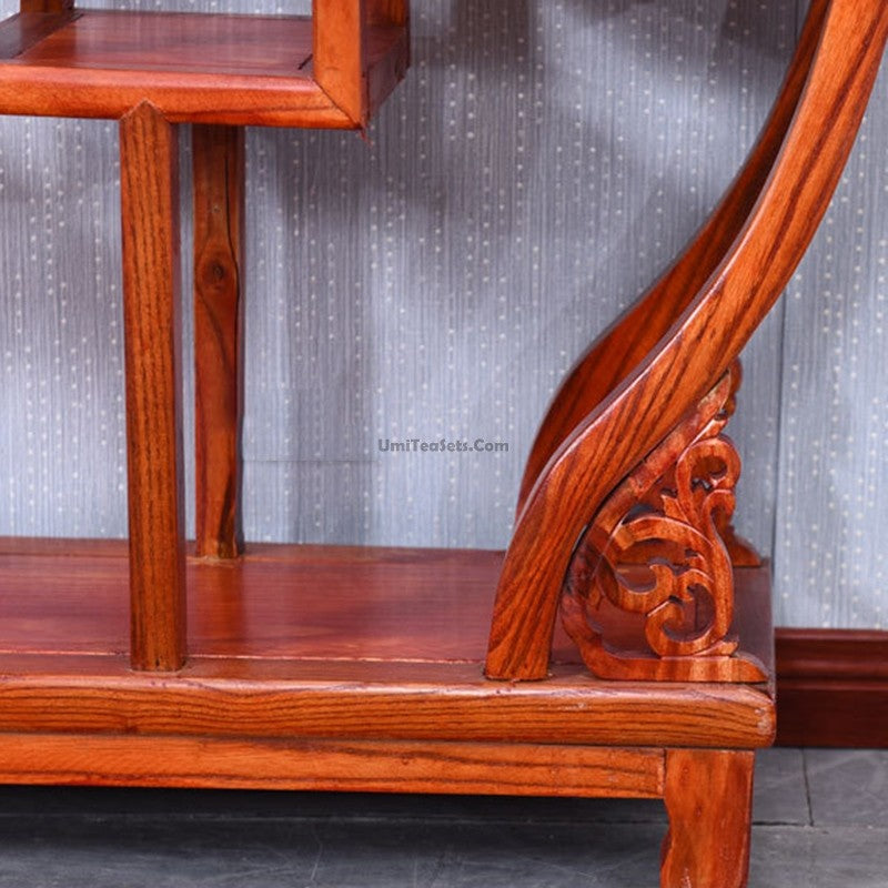 Curio Display Cabinet Shelf – Gourd Shape Elm Wood