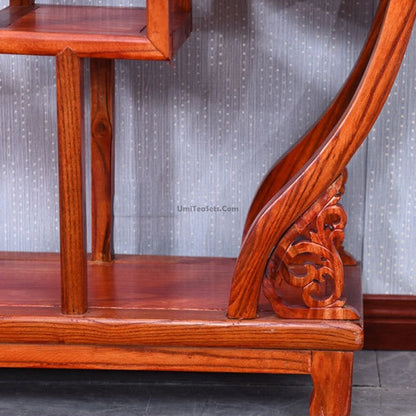 Curio Display Cabinet Shelf – Gourd Shape Elm Wood