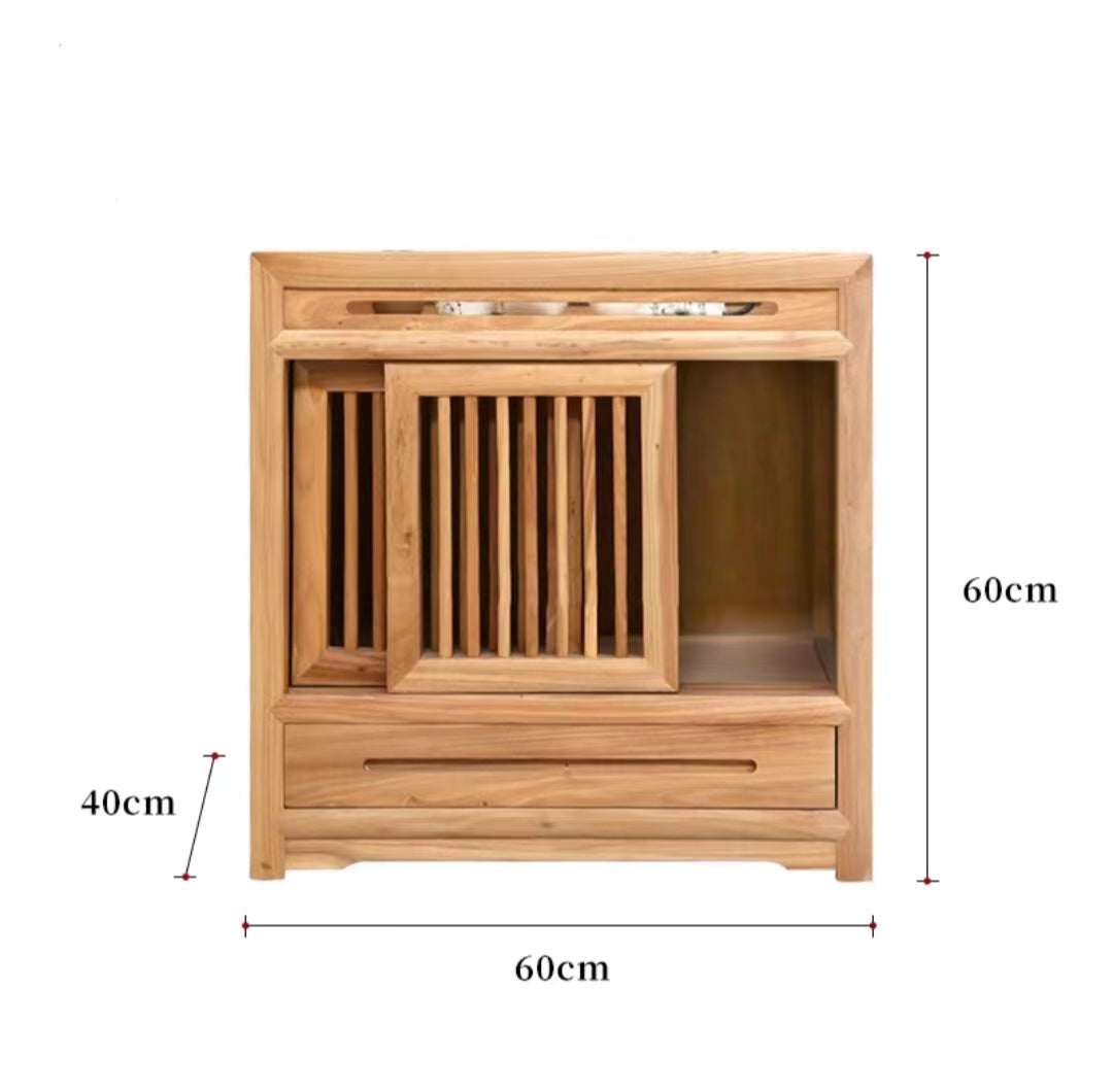 Elm Wood Display Cabinet Tea Cabinet – 300cm Curio Shelf
