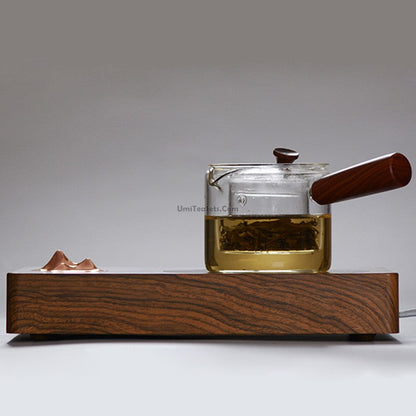 Borosilicate Glass Teapot Wooden Handle Stovetop 450ml