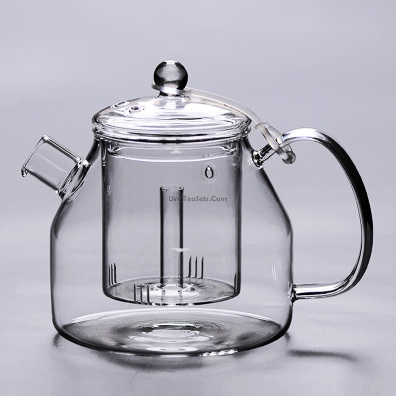 Glass Teapot with Steam Infuser | 1200ml Borosilicate Large Tea Kettle Agate Lid
