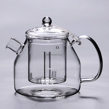 Glass Teapot with Steam Infuser | 1200ml Borosilicate Large Tea Kettle Agate Lid