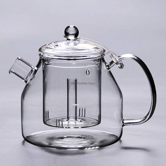 Glass Teapot with Steam Infuser | 1200ml Borosilicate Large Tea Kettle Agate Lid