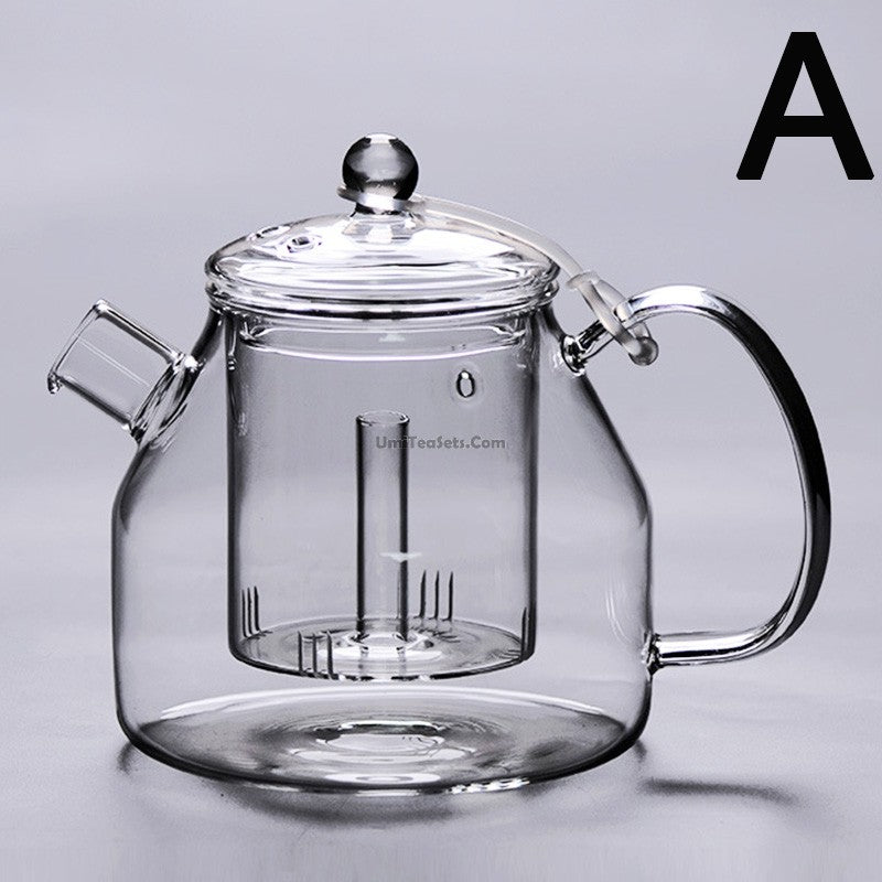 Glass Teapot with Steam Infuser | 1200ml Borosilicate Large Tea Kettle Agate Lid