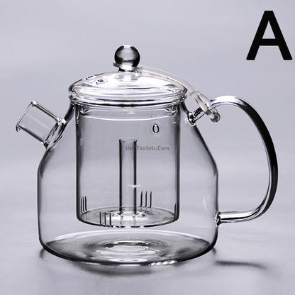 Glass Teapot with Steam Infuser | 1200ml Borosilicate Large Tea Kettle Agate Lid
