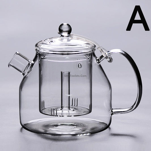 Glass Teapot with Steam Infuser | 1200ml Borosilicate Large Tea Kettle Agate Lid