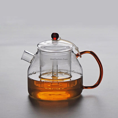 Glass Teapot with Steam Infuser | 1200ml Borosilicate Large Tea Kettle Agate Lid