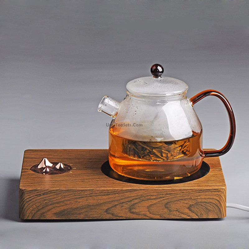 Glass Teapot with Steam Infuser | 1200ml Borosilicate Large Tea Kettle Agate Lid